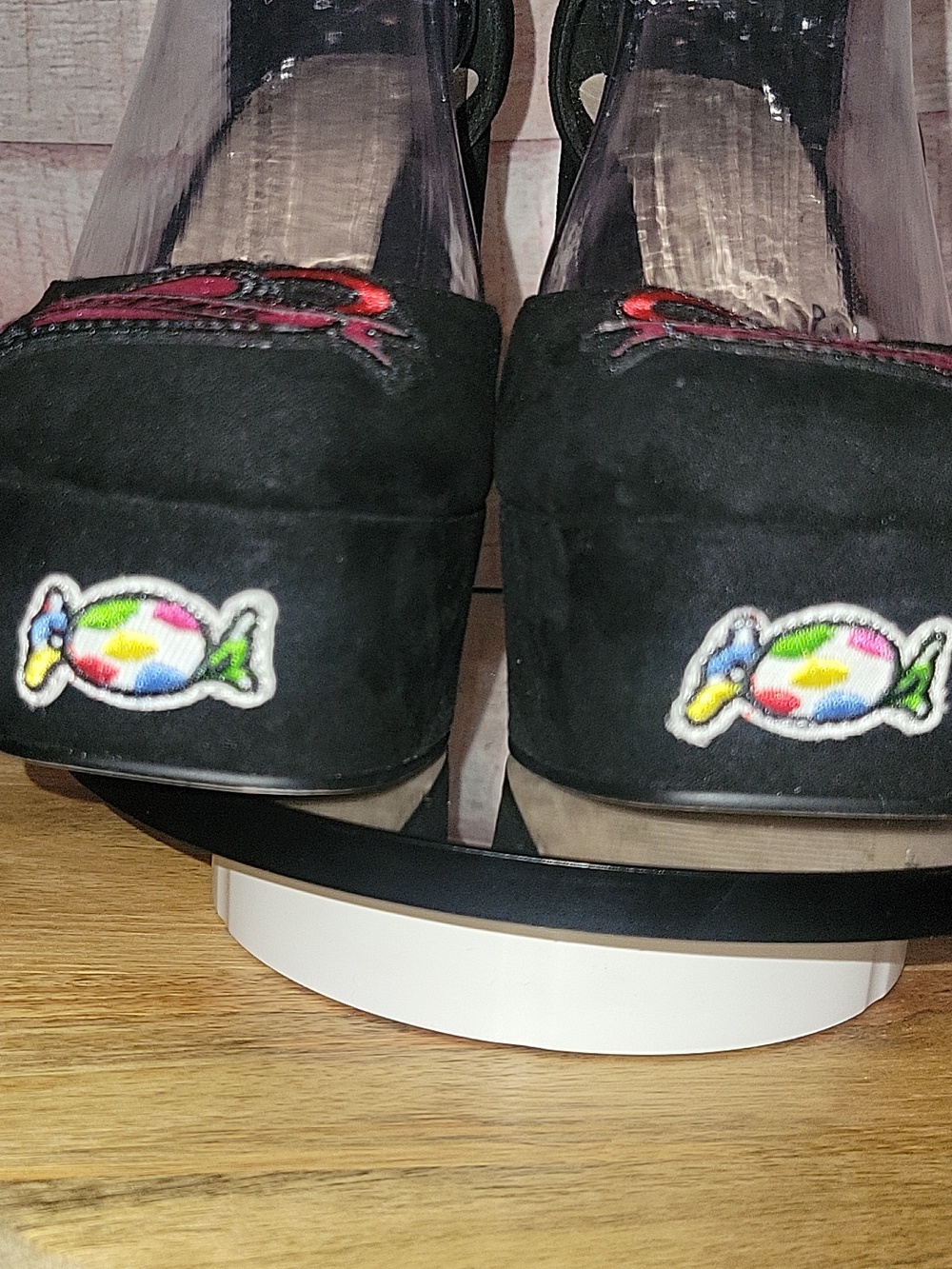 ASOS  Black Patchwork Chunky Platform Heels - Picture 4 of 16